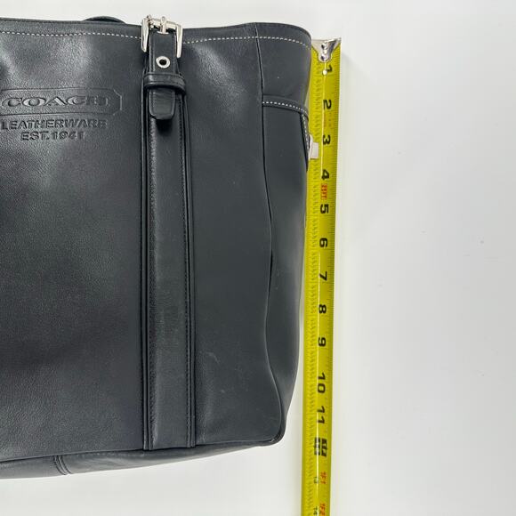 Coach Hamptons Shoulder‎ Tote Bag Black Leather Vintage Embossed Logo B06D-8E92 - Picture 13 of 13